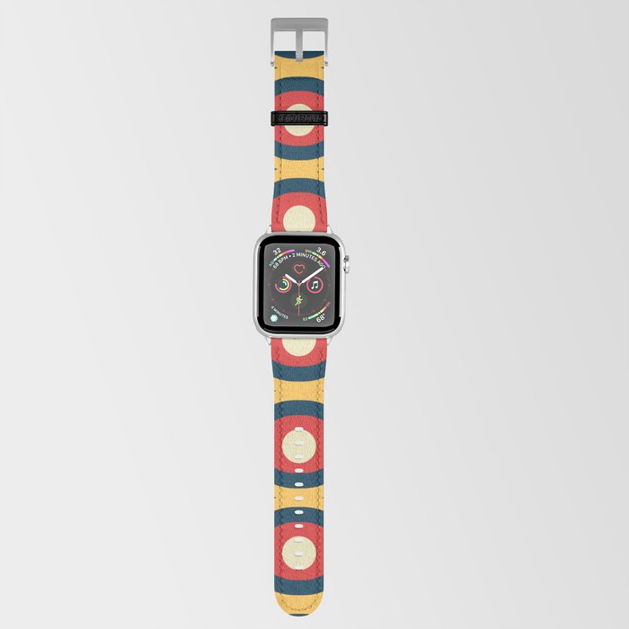 Groovy Abstract Colorful Retro Pattern - Red and Yellow Apple Watch Band