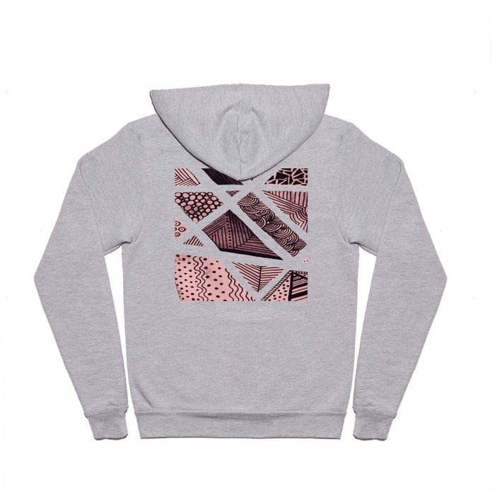 Geometric doodle pattern - pink and black Hoody
