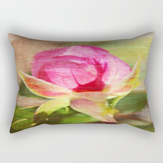 Vintage Rose Bud Rectangular Pillow