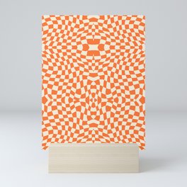 Orange and white checker symmetrical pattern Mini Art Print