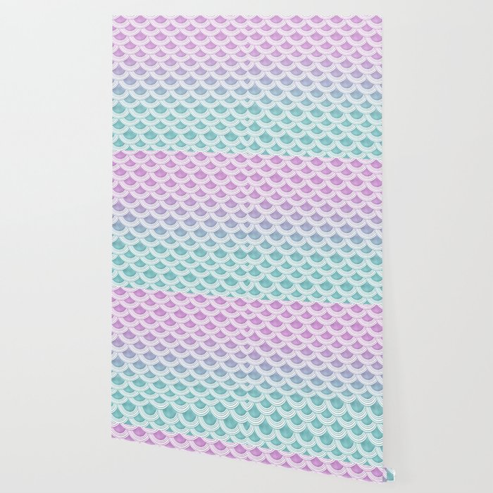 Pastel Mermaid Scales 1 Pastel Decor Art Society6 Wallpaper