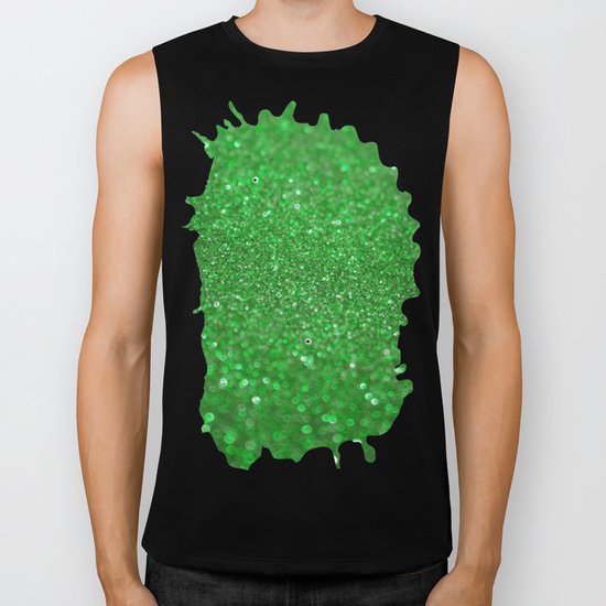 Bright Green Glitter Biker Tank