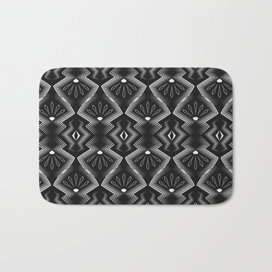 Art Deco . Black and white pattern ."Constance ". Bath Mat