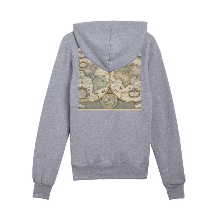 World map print best sale kangaroo pocket hoodie