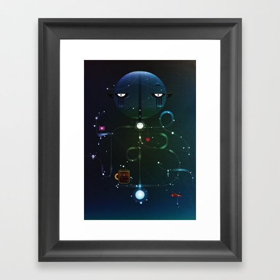 Self Portrait: Raid Boss, Coffee and Constellations Framed Art Print