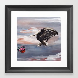 The Hitchhiker's Guide to the Galaxy - Whale & Petunias (Against All Probability / Oh no, not again) Framed Art Print