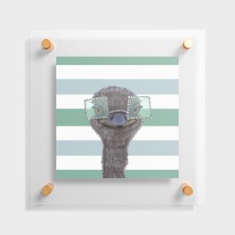 Funny Ostrich with Glasses on Stripe Pattern Floating Acrylic Print