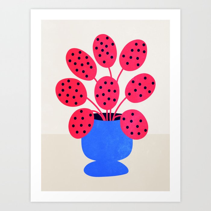 Blueberry Vase & French Fuchsia Leaves: Vases & Stuff 03 Art Print