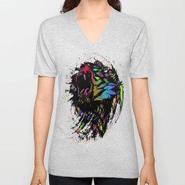 Colorful Tiger V Neck T Shirt