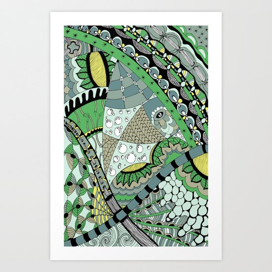 The fish who dreamed of sunflowers and buttons Art Print