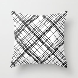 Scribble plaid: fun plaid pattern print Throw Pillow