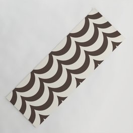 Dark Brown and Antique White Wave Pattern Yoga Mat