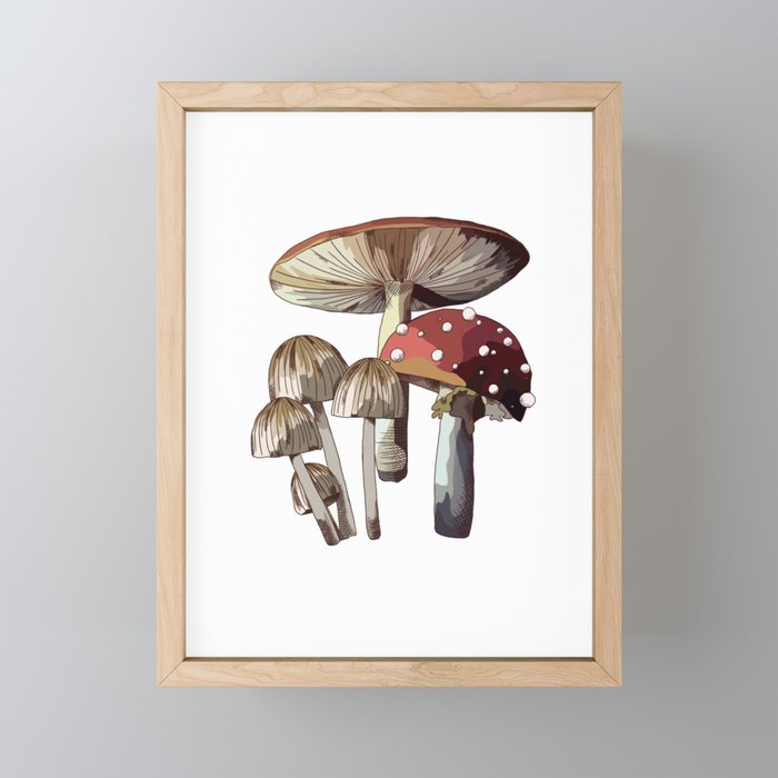 Mushroom Trio Framed Mini Art Print