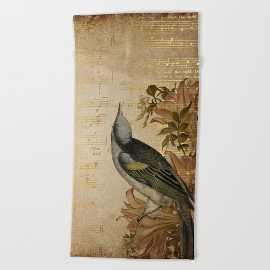Vintage gold music #4 Beach Towel
