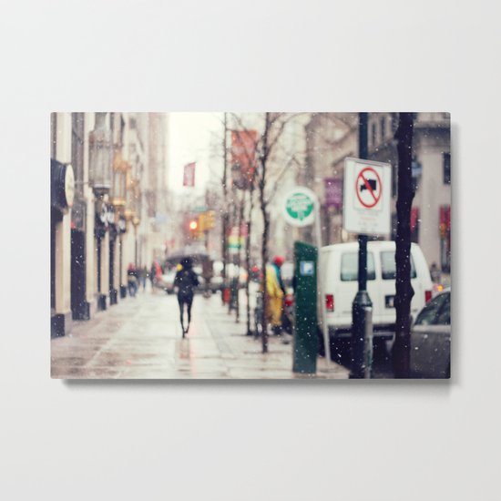 Snowing in the City Metal Print