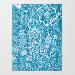 Turquoise Line Work Poster