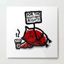 For the night owls rights! Metal Print | Owl, Sleeping, Eveningpeople, Red, Coffee, Drawing, Nightowl 