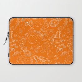Orange and White Toys Outline Pattern Laptop Sleeve
