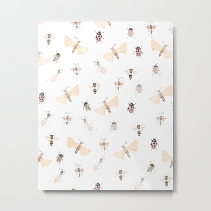 Insects and Bugs Pattern Metal Print