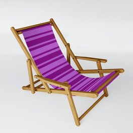 [ Thumbnail: Orchid & Purple Colored Stripes Pattern Sling Chair ]