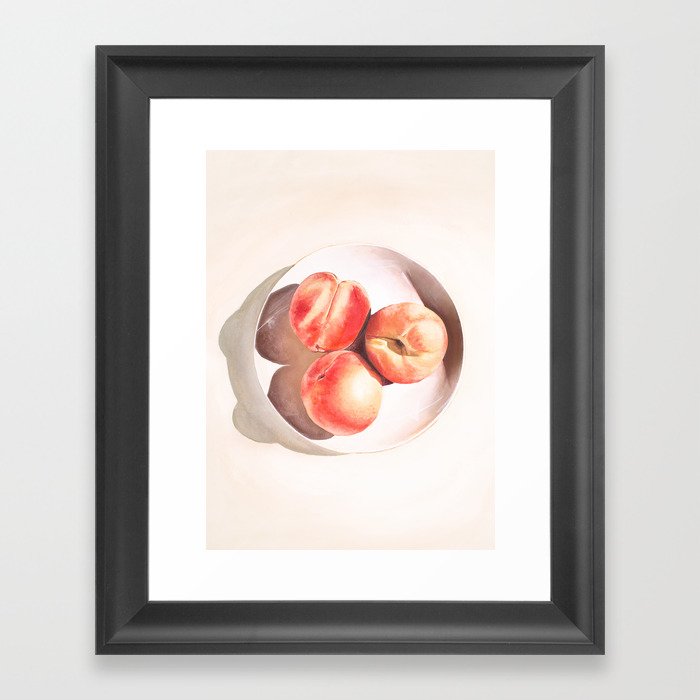 Fruit Still Life Watercolor Peaches Framed Art Print