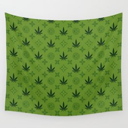Green Marijuana pattern. Digital illustration. Vector illustration background Wall Tapestry