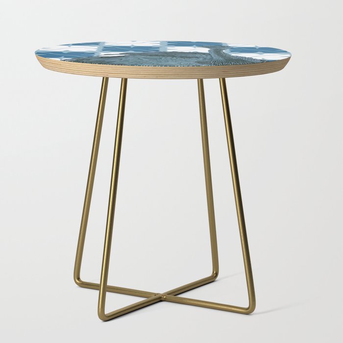 Ostrich from Africa standing on a modern blue checkerboard pattern Side Table