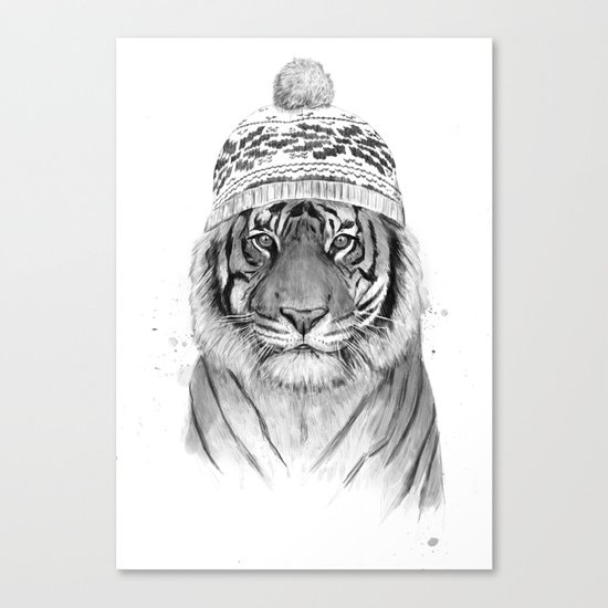Siberian tiger (b&w) Canvas Print