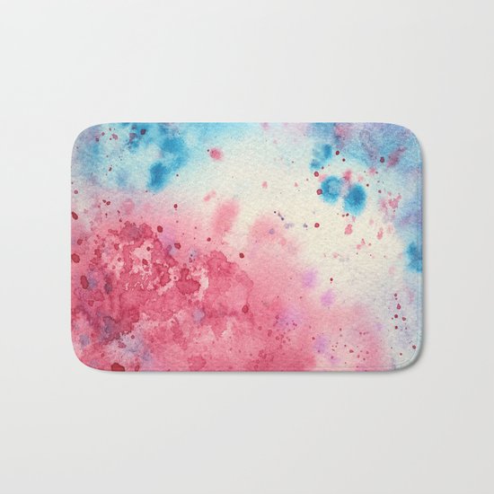 When pink meets blue || watercolor Bath Mat