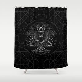 Tree of life -Yggdrasil with ravens Shower Curtain