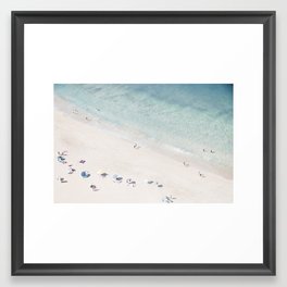 Summer Seaside Beach Print - Aerial Ocean Crowded Beach Sea photography by Ingrid Beddoes Framed Art Print