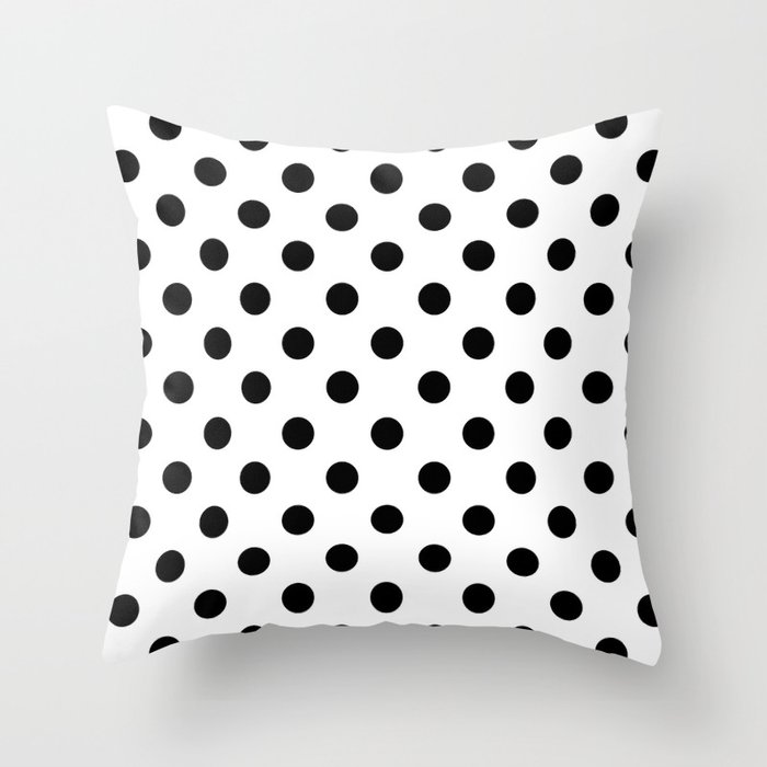 Polka Dot Texture Black White Throw Pillow