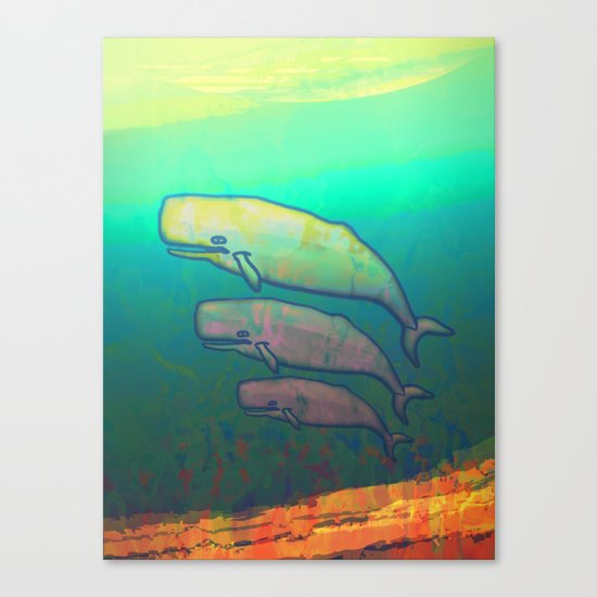 Whales Swimming Together Canvas Print