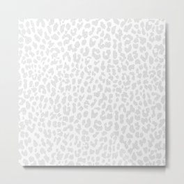 Pale Gray Leopard Metal Print
