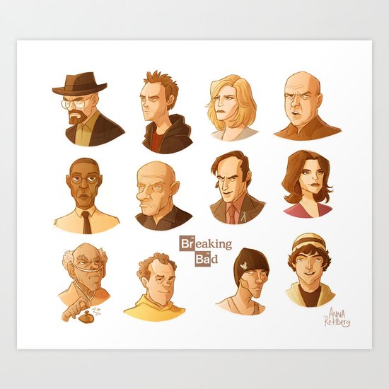 Breaking Bad caricatures Art Print