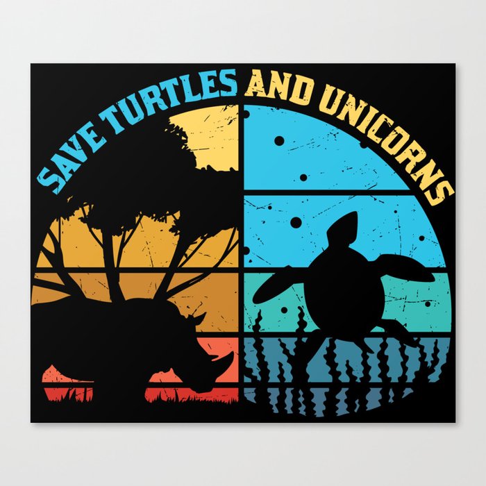 Save Turtles And Unicorns Canvas Print