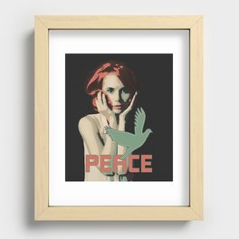 Pop Art Vintage Woman Peace dove Recessed Framed Print