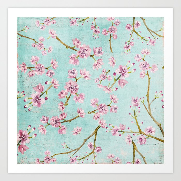 Spring Flowers Cherry Blossom Pattern Art Print By Betterhome