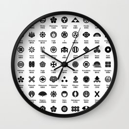Samurai Crests Wall Clock | Family, Japan, Minimalist, Ronin, Mon, Budo, Japanese, Gifts, Graphicdesign, Emblem 