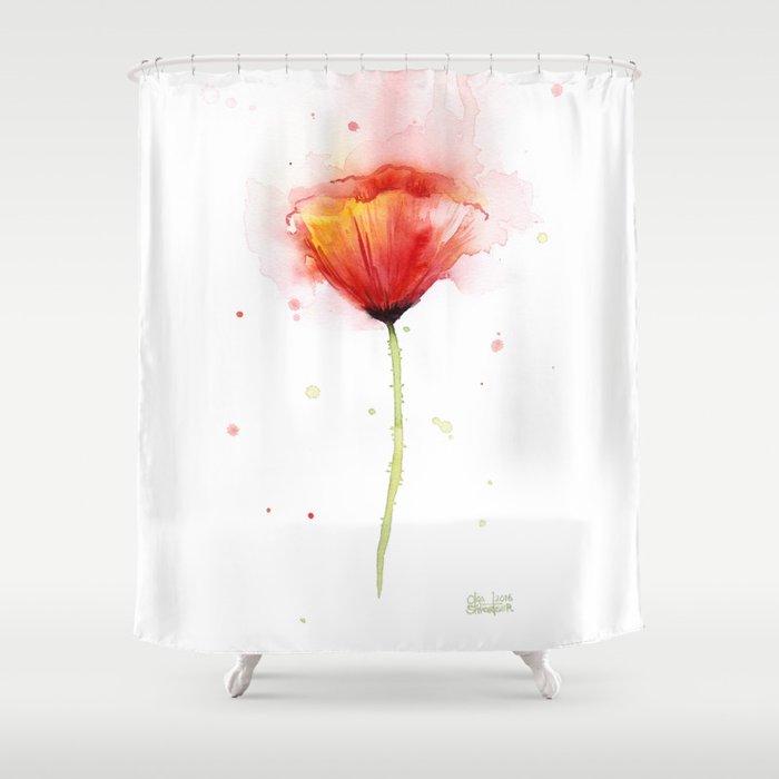 Red Poppy Flower Watercolor Abstract Poppies Fl Shower Curtain Red Poppy Flower Watercolor Abstract Poppies Fl Shower Curtain