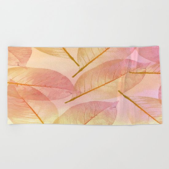 Pastel Fall Leaf Abstract Beach Towel