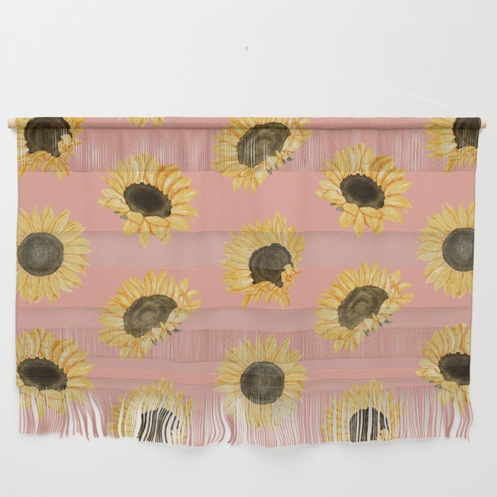 saccharine sunflowers on pink Wall Hanging