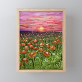 Flower Field at Sunset Framed Mini Art Print