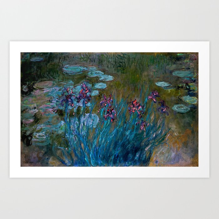 Monet Irises and Water Lilies Art Print