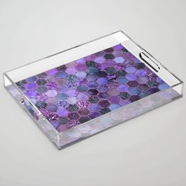 Purple geometric hexagonal elegant & luxury pattern Acrylic Tray