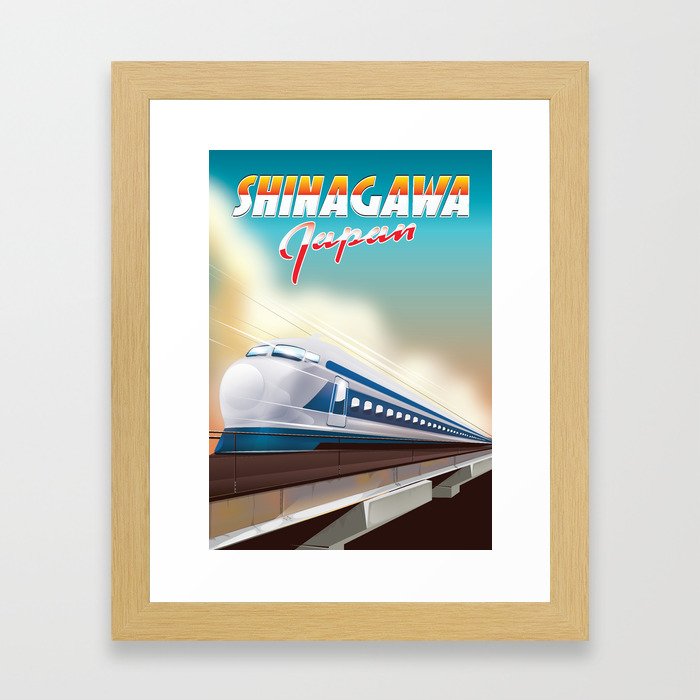 Shinagawa Japan travel poster Framed Art Print
