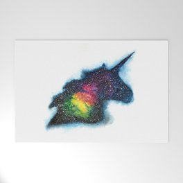 Rainbow unicorn galaxy watercolor Welcome Mat