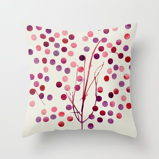 Tree of Life_Berry by Jacqueline & Garima Throw Pillow