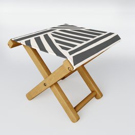 Abstract Shapes 217 in Black and Beige Folding Stool