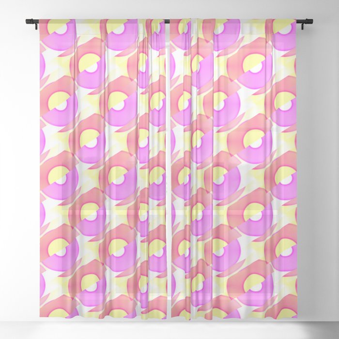 Abstract Yellow and Pink Circle Sheer Curtain